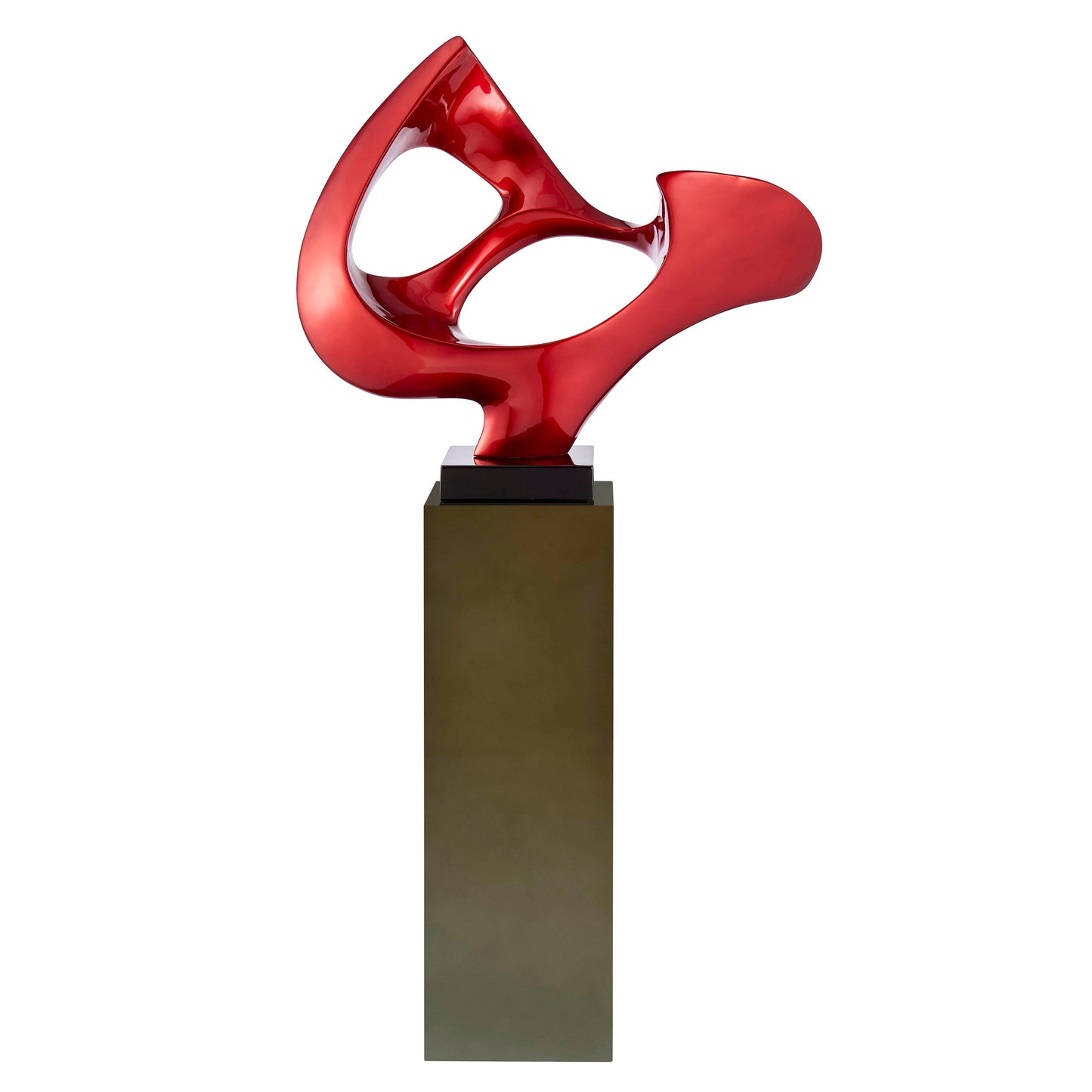 Abstract Mask 54" Tall Floor Sculpture Metallic Red With Gray Stand by Finesse Decor ABS-R/G