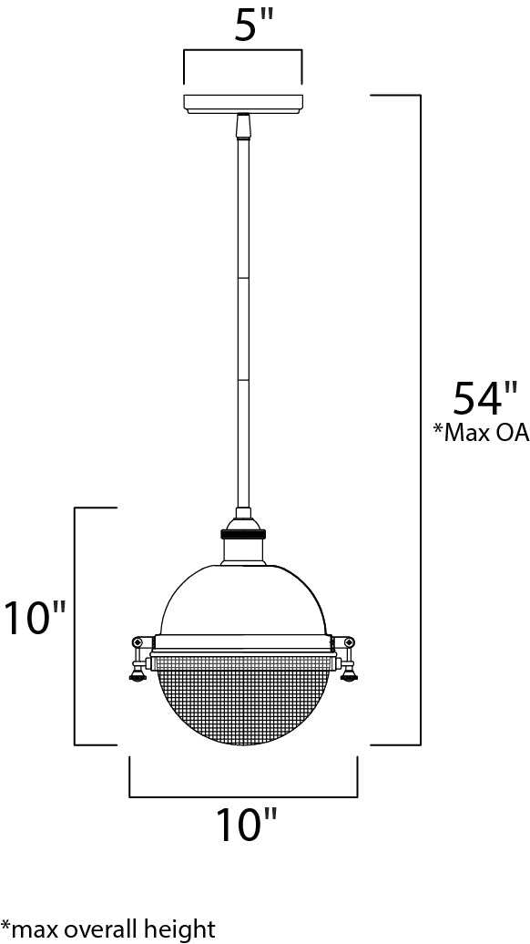 Portside 10" Outdoor Pendant Oil Rubbed Bronze/Antique Brass by Maxim Lighting