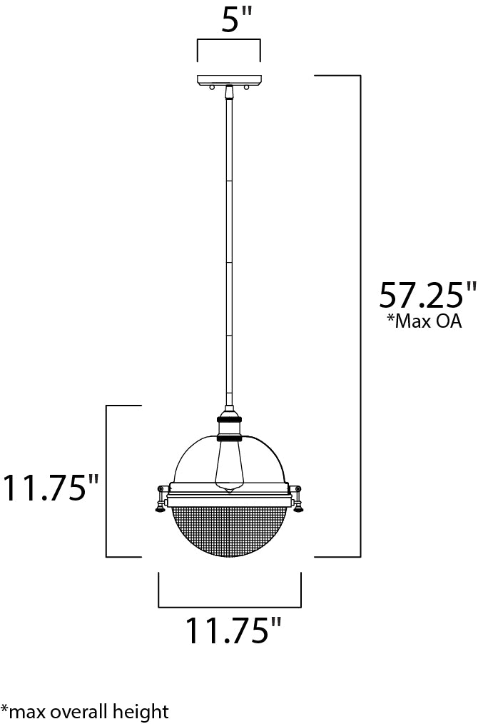 Portside 12" Outdoor Pendant Oil Rubbed Bronze/Antique Brass by Maxim Lighting