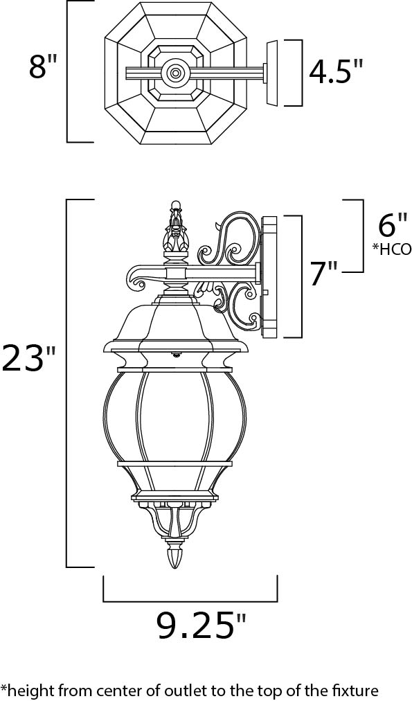 Crown Hill 3-Light Outdoor Wall Lantern Black by Maxim Lighting
