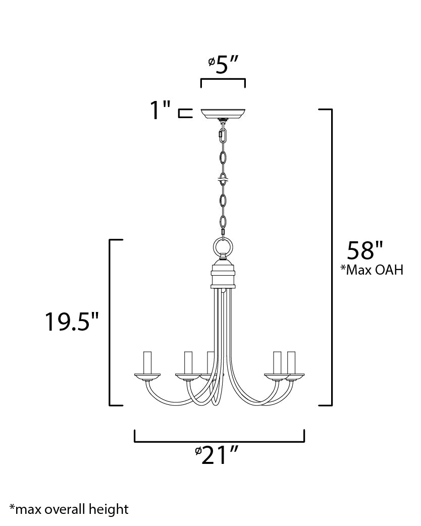 Logan 5-Light Candle Chandelier Satin Nickel by Maxim Lighting