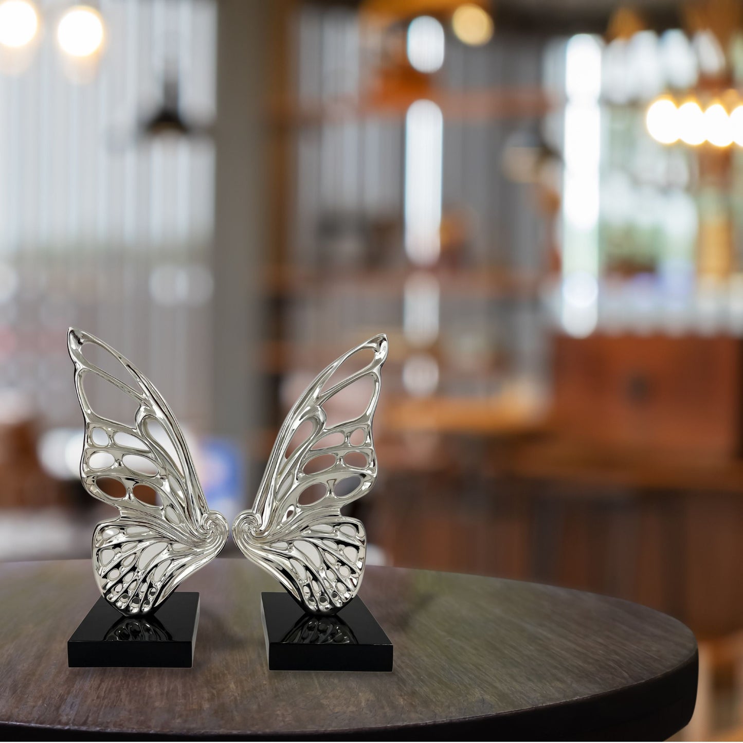 Butterfly Wings Sculpture Chrome by Finesse Decor FD2301-C