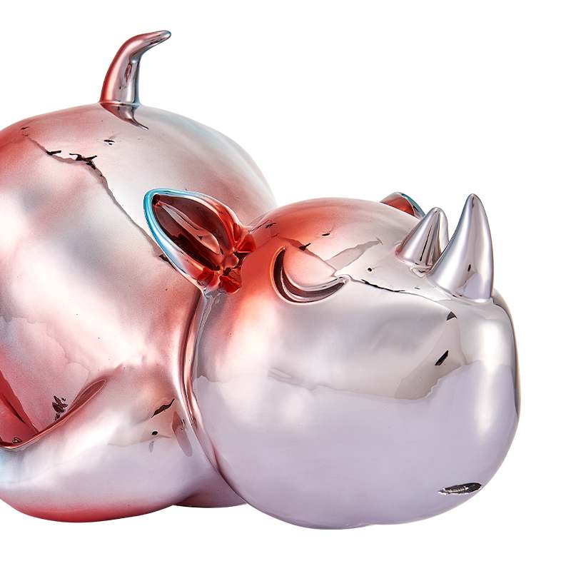 Red and Blue Chrome Rhino by Finesse Decor RO-P25-RC