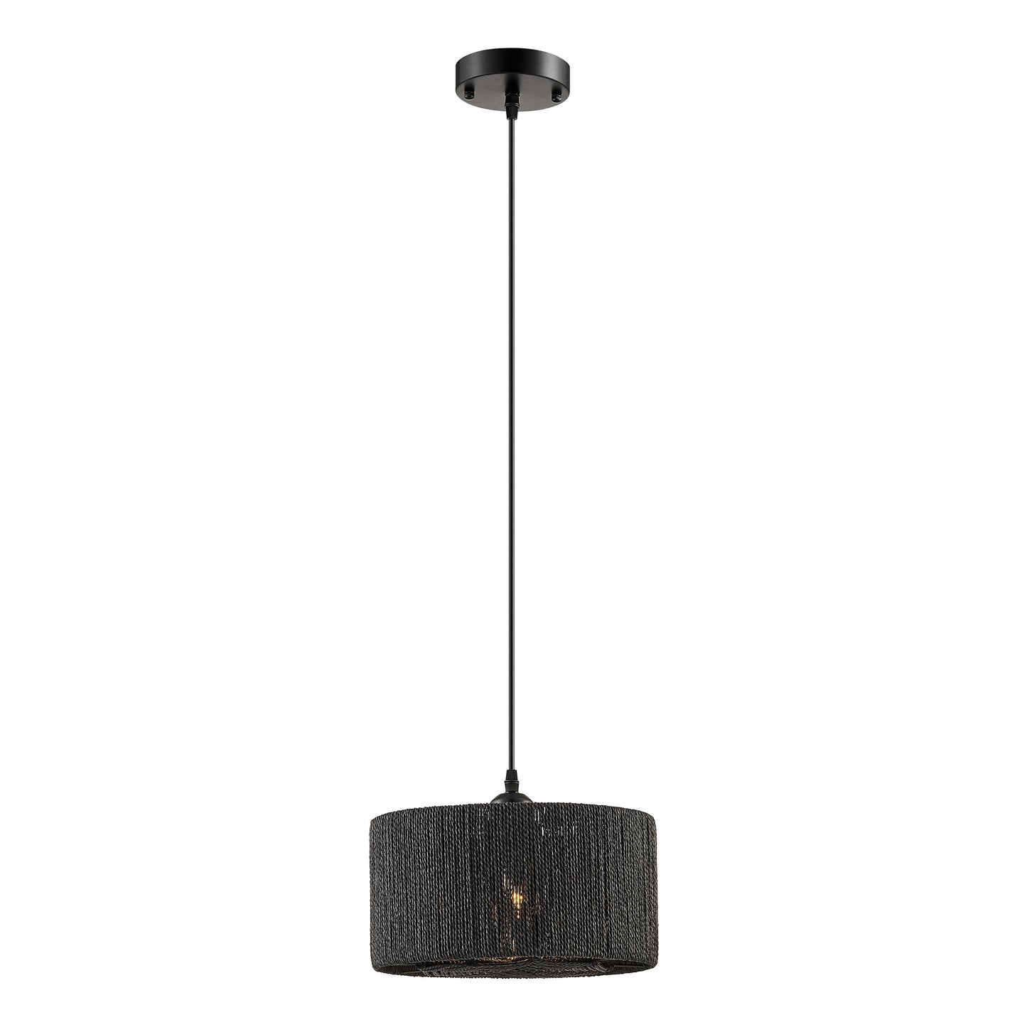 Steel and Ropes with Shade Pendant Black by Finesse Decor CH-QT25-1B