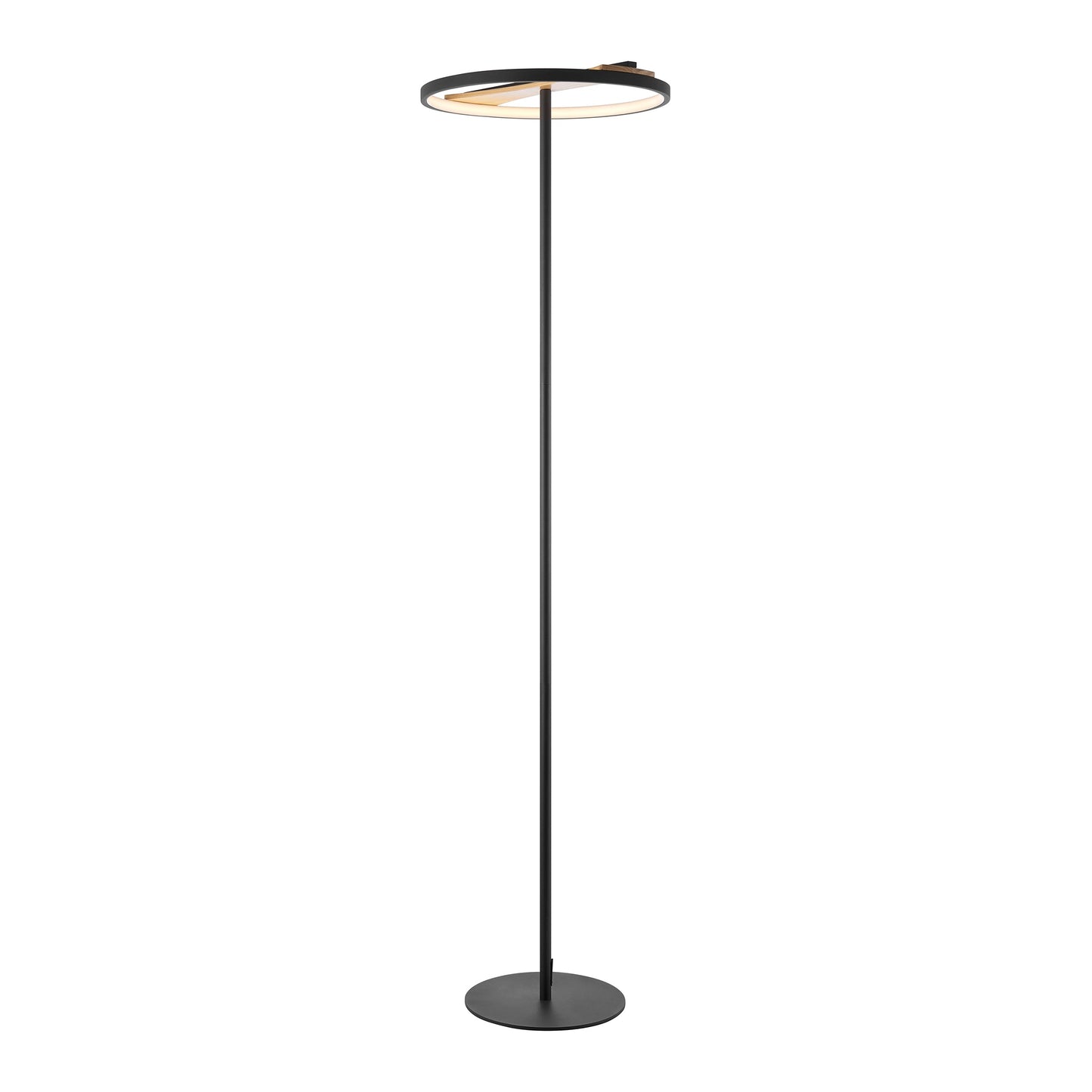 Floor Lamp Satin Black Iron & Wood by Finesse Decor FL-M25-2B