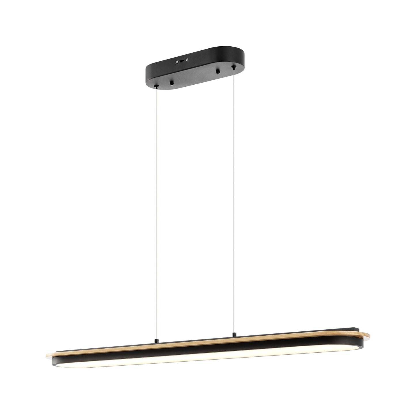 Chandelier Curved Linear Satin Black & Wood by Finesse Decor CH-M25-6B