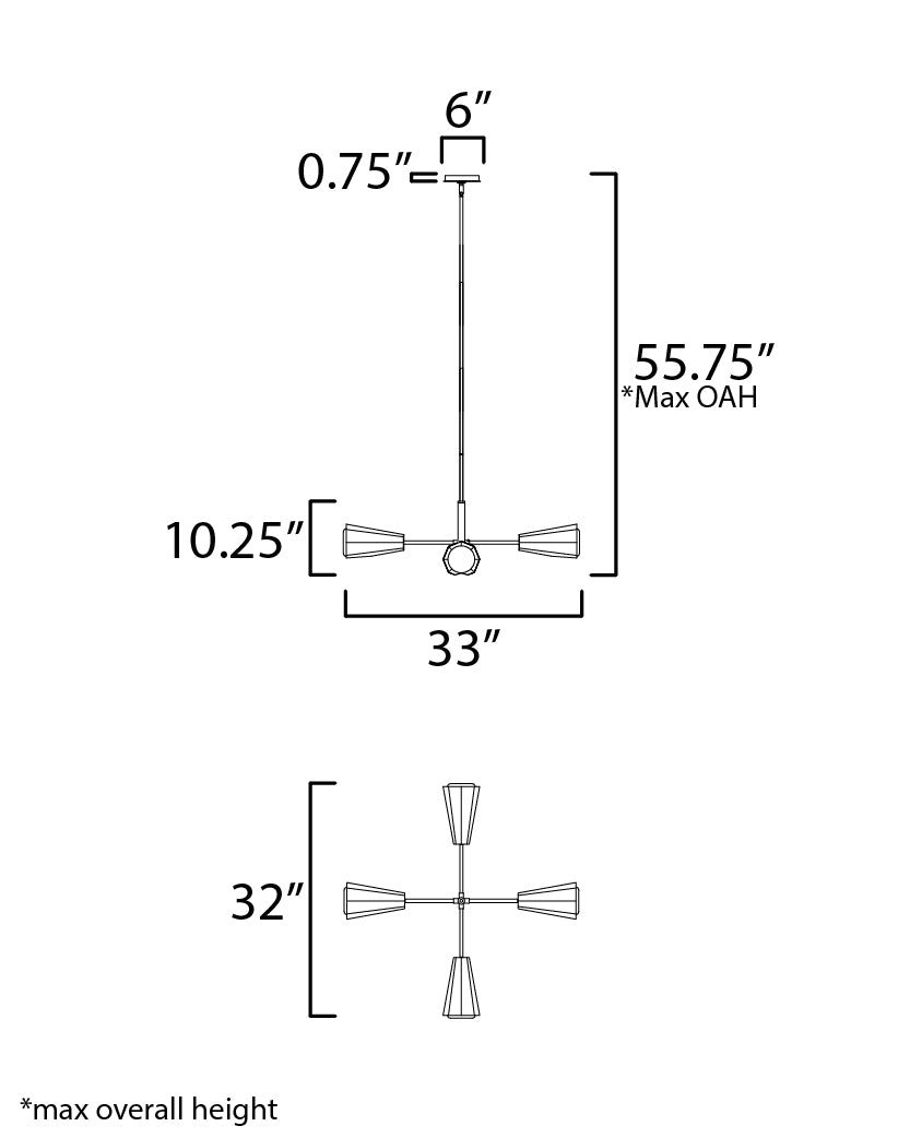 Rizzo 4-Light Chandelier Black/Antique Brass by Maxim Lighting