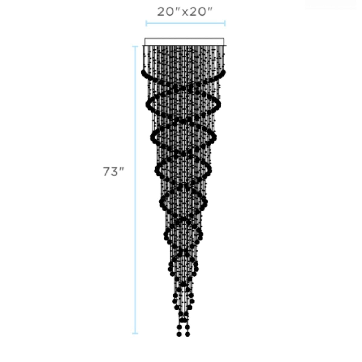 Crystal Chandelier Double Helix// 7 Light, 73" Hanging Length by Finesse Decor FN-1105