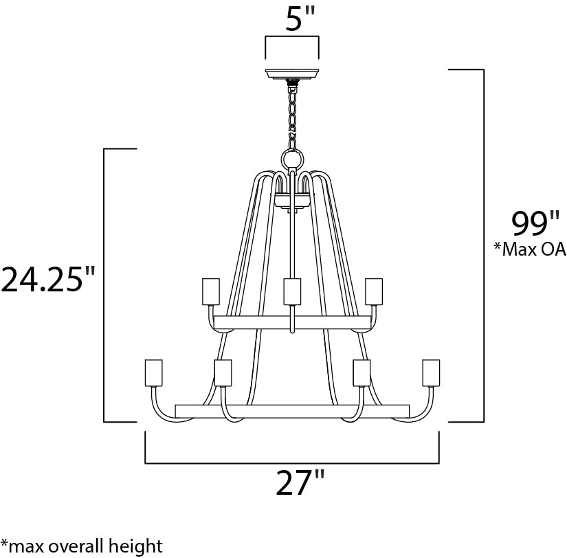 Haven 9-Light Chandelier Oil Rubbed Bronze/Antique Brass by Maxim Lighting