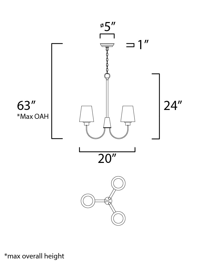 Shelter 3-Light Chandelier Black by Maxim Lighting