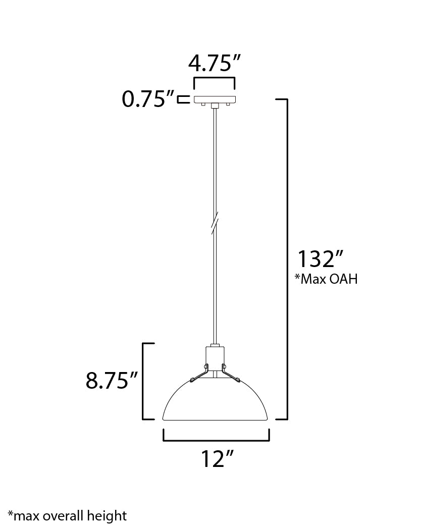 Dawn 12.5" Pendant Antique Brass/Black by Maxim Lighting
