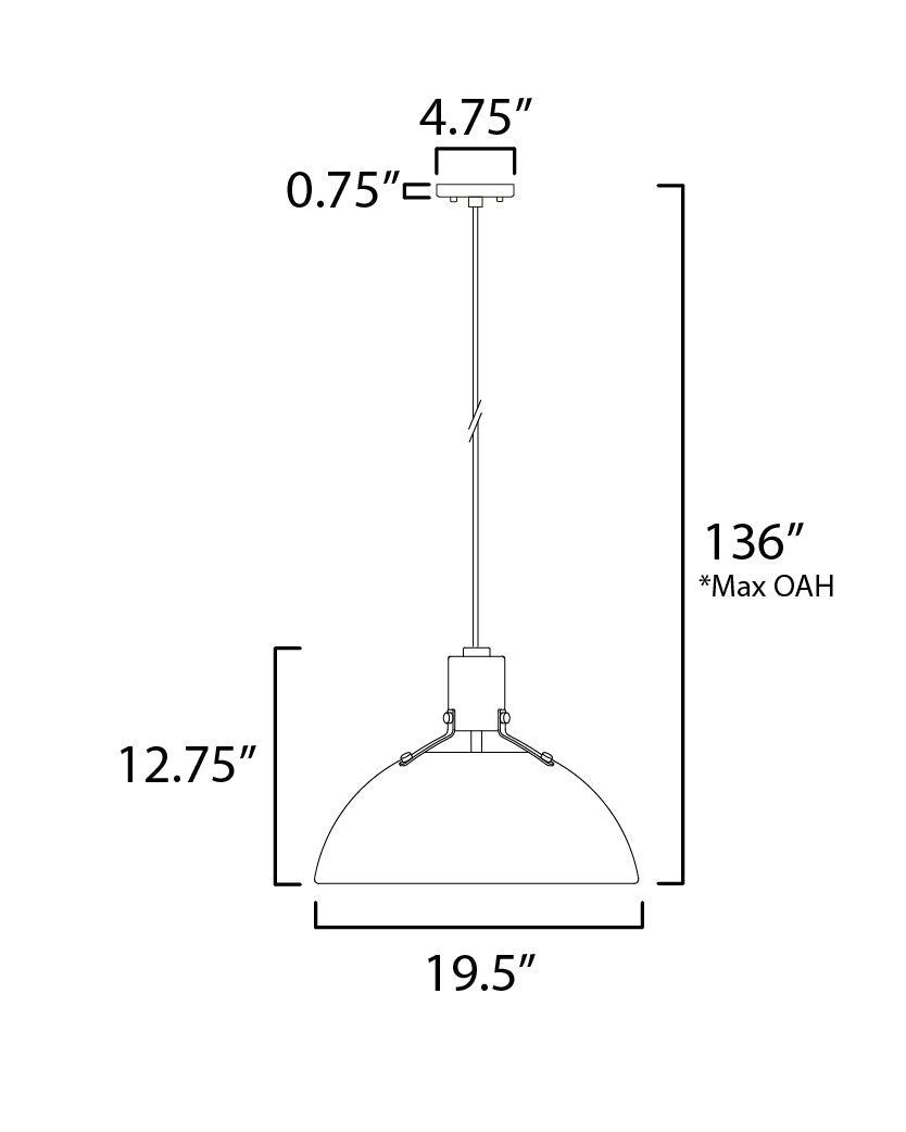 Dawn 20" Pendant White/Satin Brass by Maxim Lighting