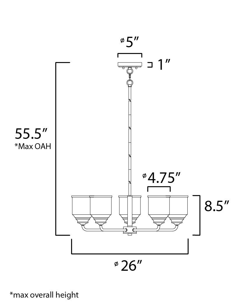 Acadia 5-Light Chandelier Heritage by Maxim Lighting