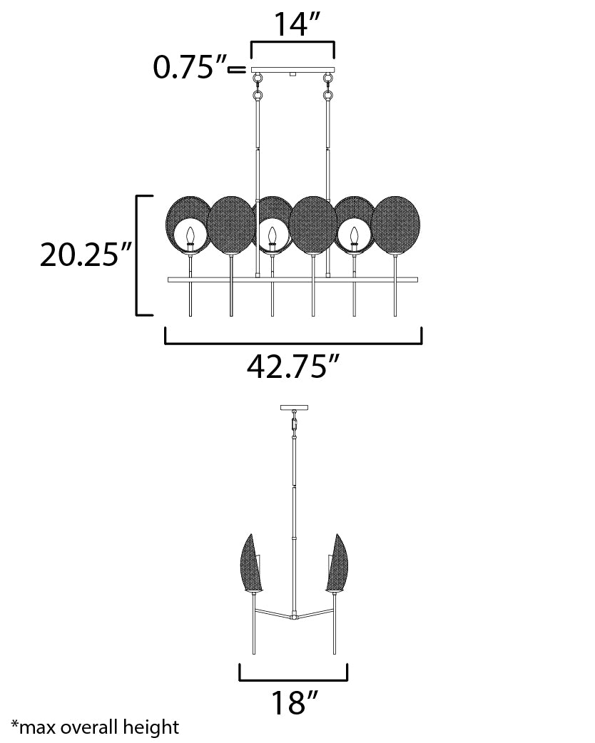 Maldives 6-Light Linear Chandelier Black by Maxim Lighting