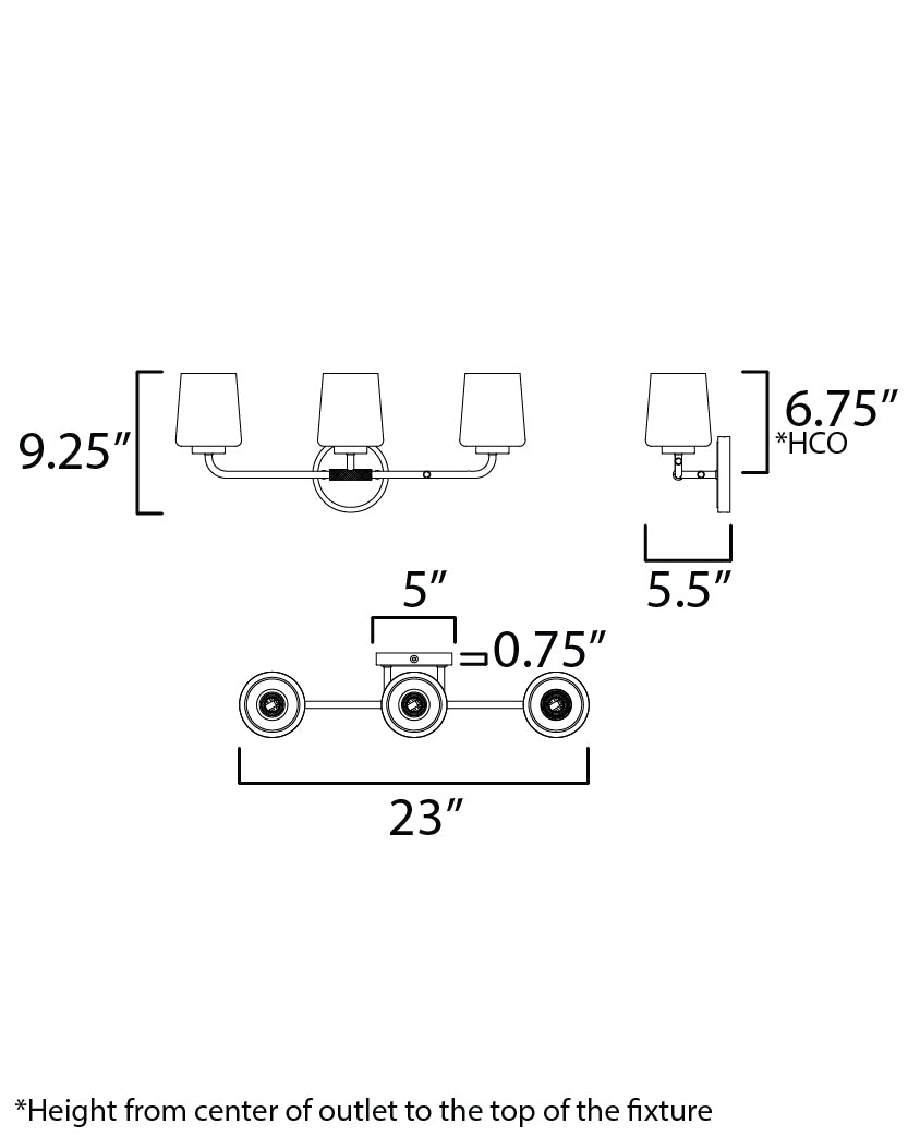 Durham 3-Light Bath Vanity Polished Chrome by Maxim Lighting