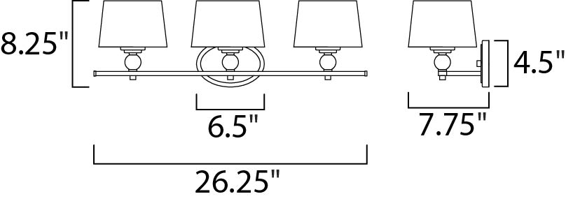 Rondo 3-Light Bath Vanity Polished Nickel by Maxim Lighting