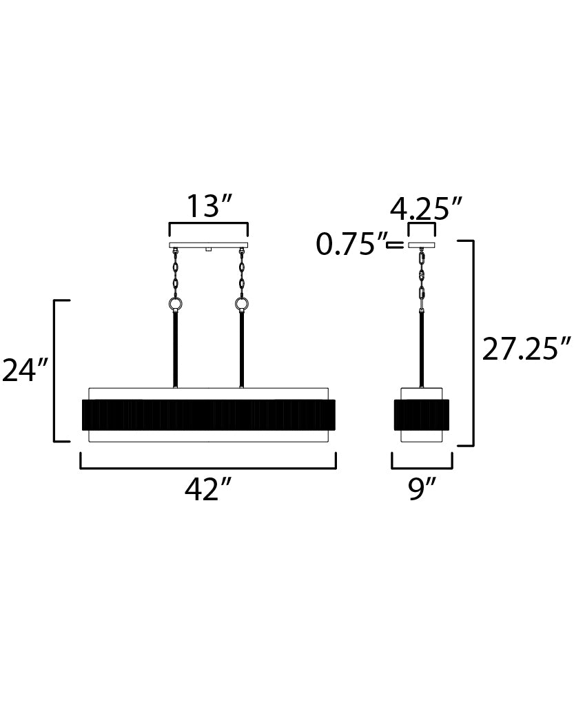 Seacliff 5-Light Linear Chandelier Natural Aged Brass by Maxim Lighting