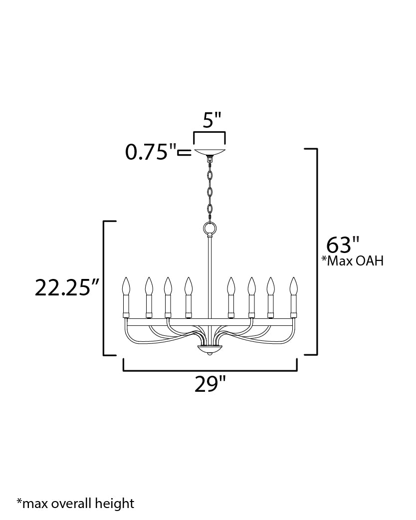 Frankie 8-Light Chandelier Satin Nickel by Maxim Lighting