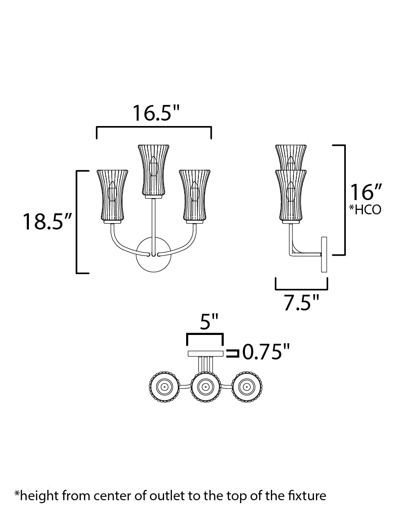Camelot 3-Light Sconce Natural Aged Brass by Maxim Lighting