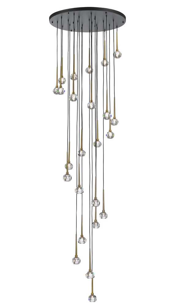Sole Chandelier 24-Light in Antique Brass and Black 1718BB by StarFire Crystal