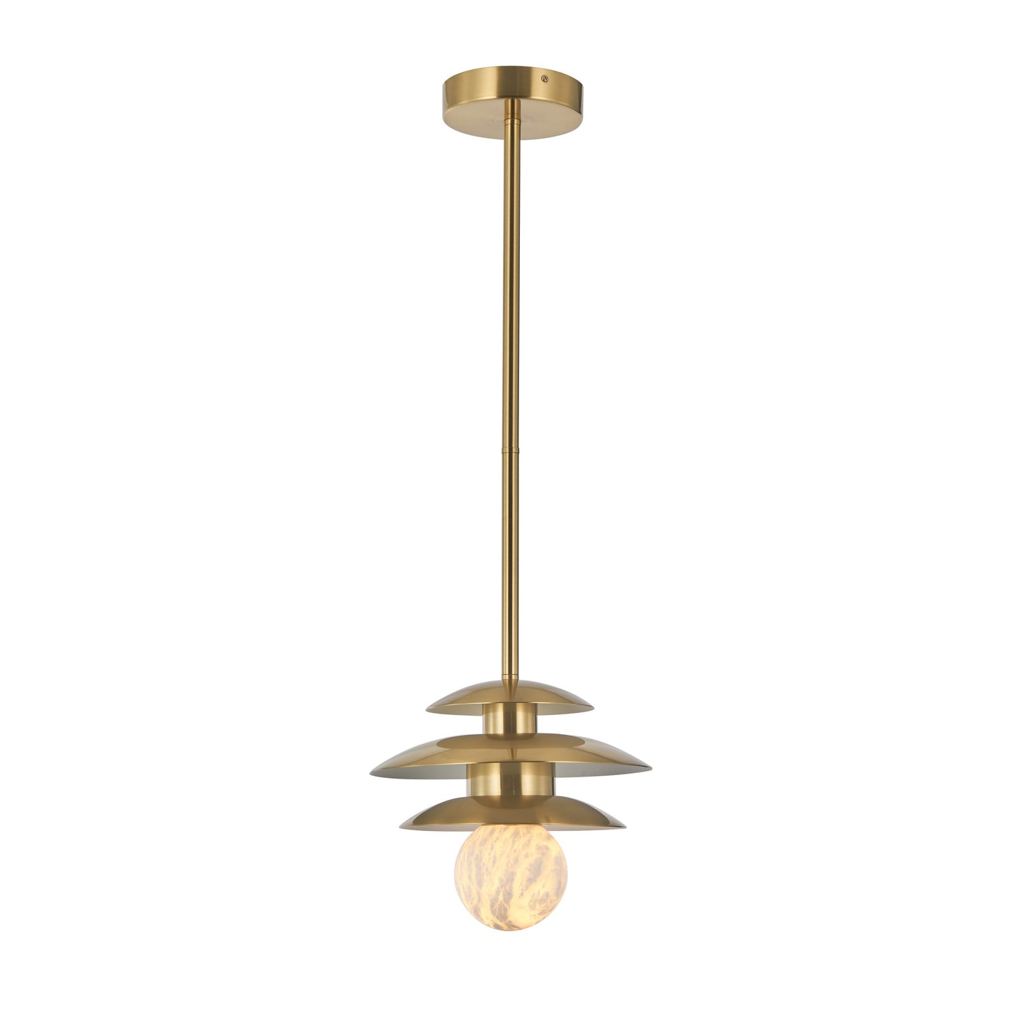Haute Pendant 1-Light in Brass and Alabaster 1812BR by StarFire Crystal