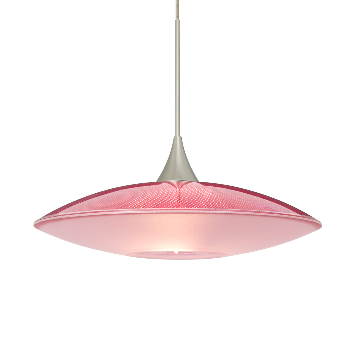 Besa Spazio mini pendant option – Red/Frost, Satin Nickel