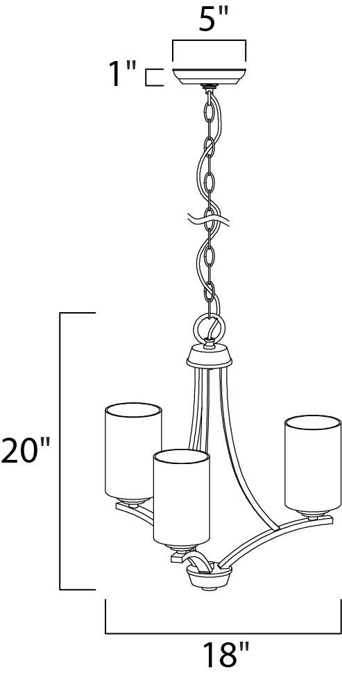 Deven 3-Light Chandelier Satin Nickel by Maxim Lighting