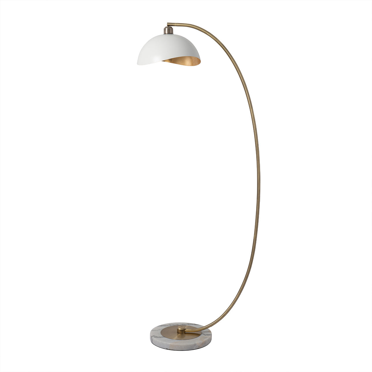 Luna Bella Chairside Arc Floor Lamp 60 Weathered Brass Matte White Gold Leaf Shade 2110744Wg by Nova California