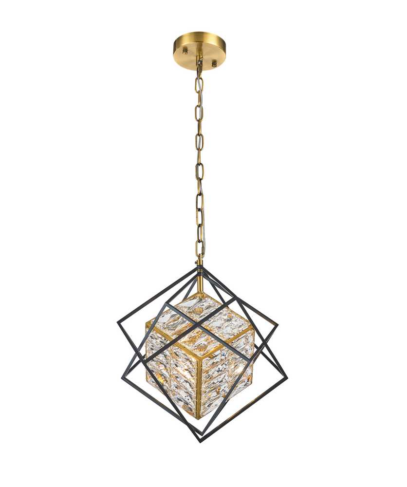 Cages Pendant 3-Light in Antique Brass and Black 2113BB by StarFire Crystal