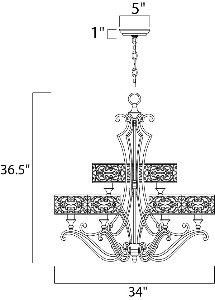 Mondrian 9-Light Chandelier Umber Bronze by Maxim Lighting