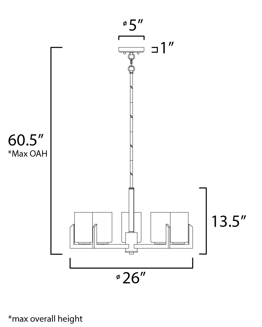 Dart 5-Light Chandelier Satin Nickel by Maxim Lighting