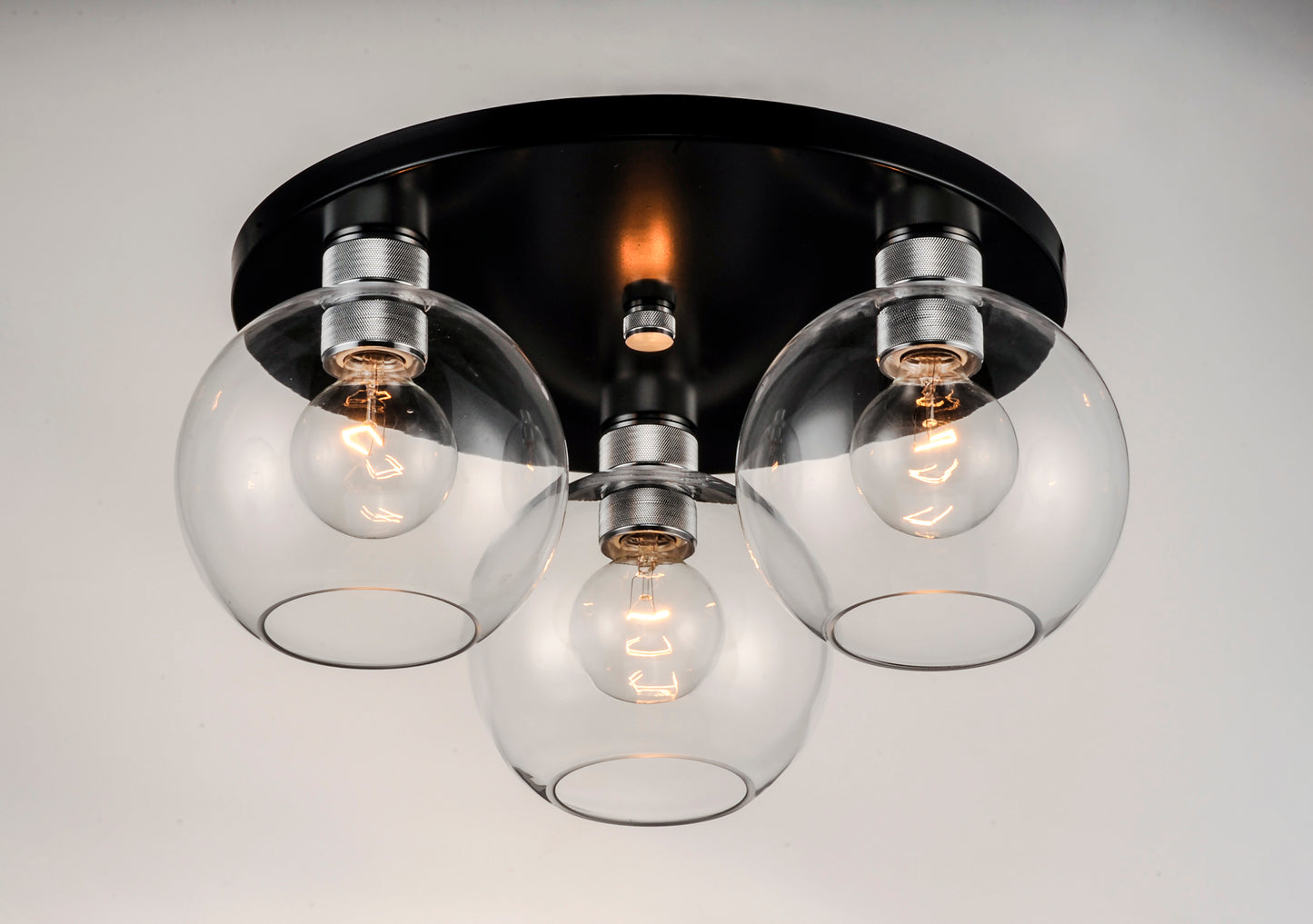 Vessel 3-Light Flush Mount Black/Brushed Aluminum by Maxim Lighting
