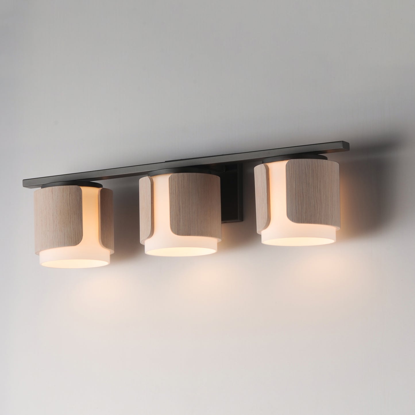 Draughtsman 3-Light Bath Vanity Natural Wood/Charcoal by Maxim Lighting