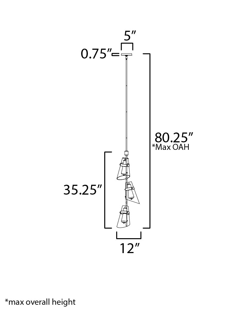 Finch 3-Light Vertical Pendant Dark Bronze/Antique Brass by Maxim Lighting