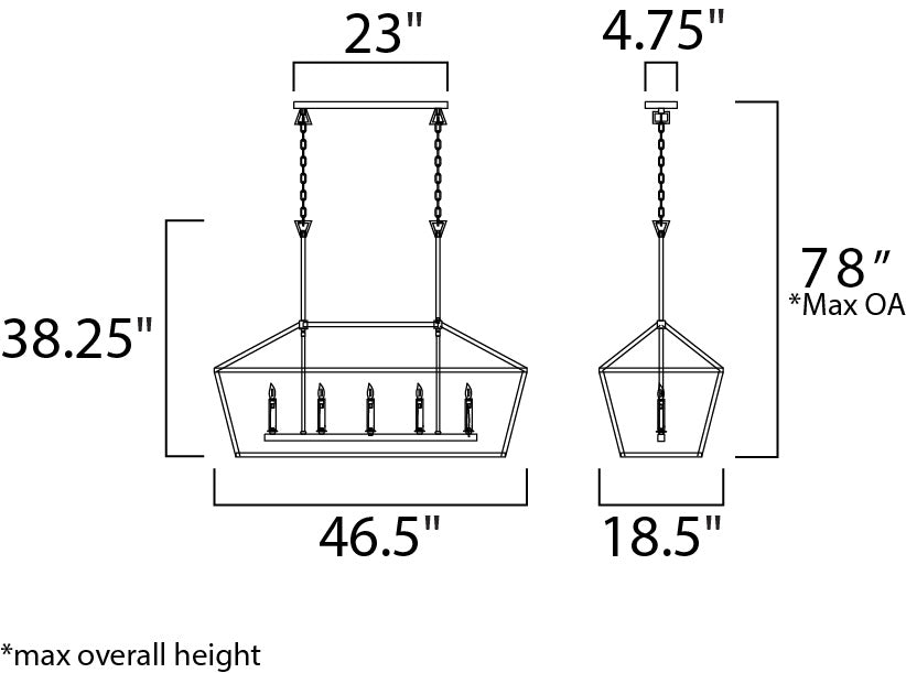 Abode 5-Light Linear Chandelier Textured Black/Polished Nickel by Maxim Lighting