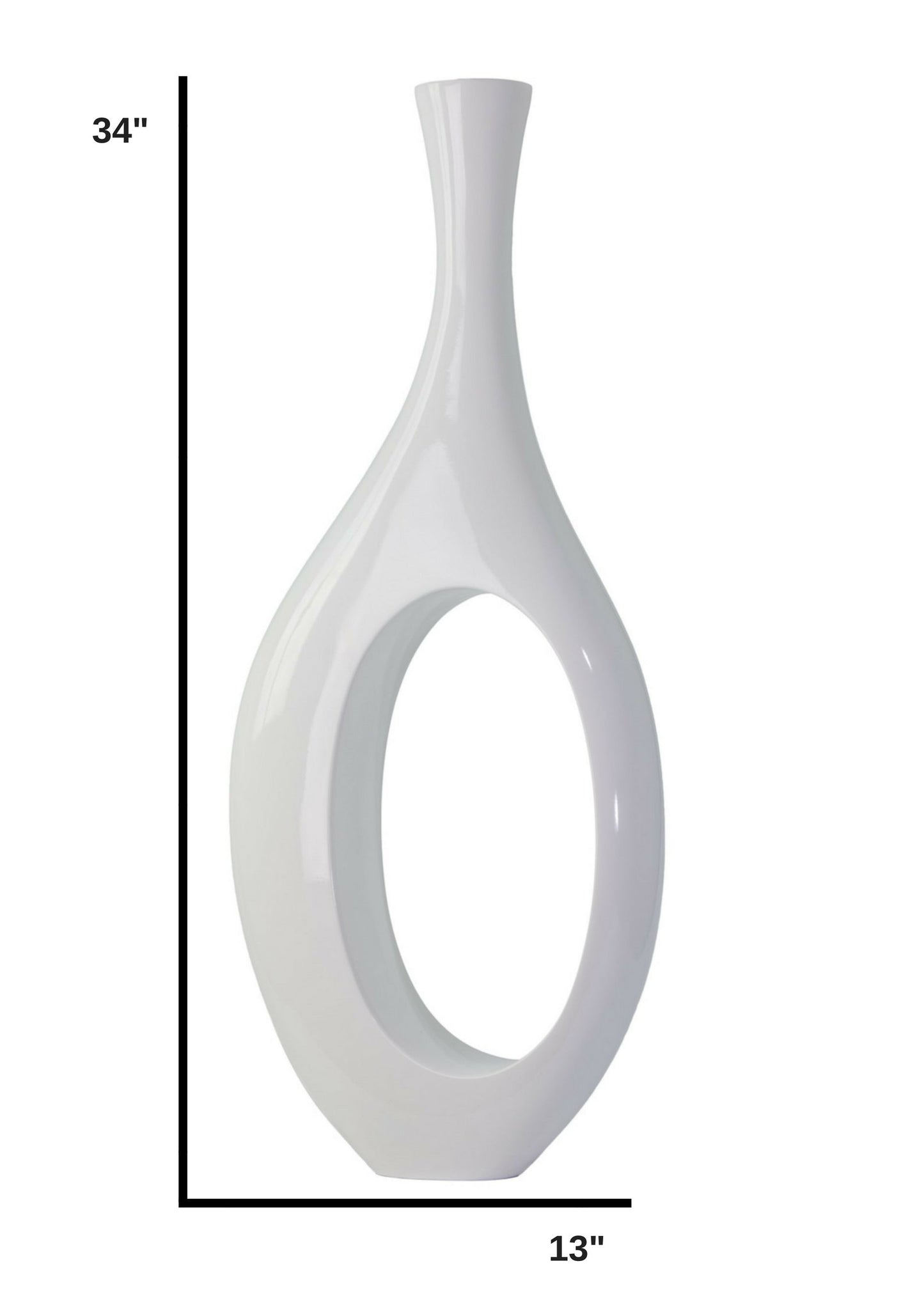 Trombone Vase Small White by Finesse Decor C17W