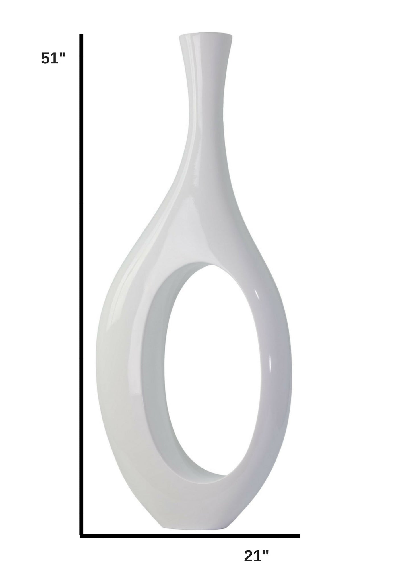 Trombone Vase Large White by Finesse Decor C18W