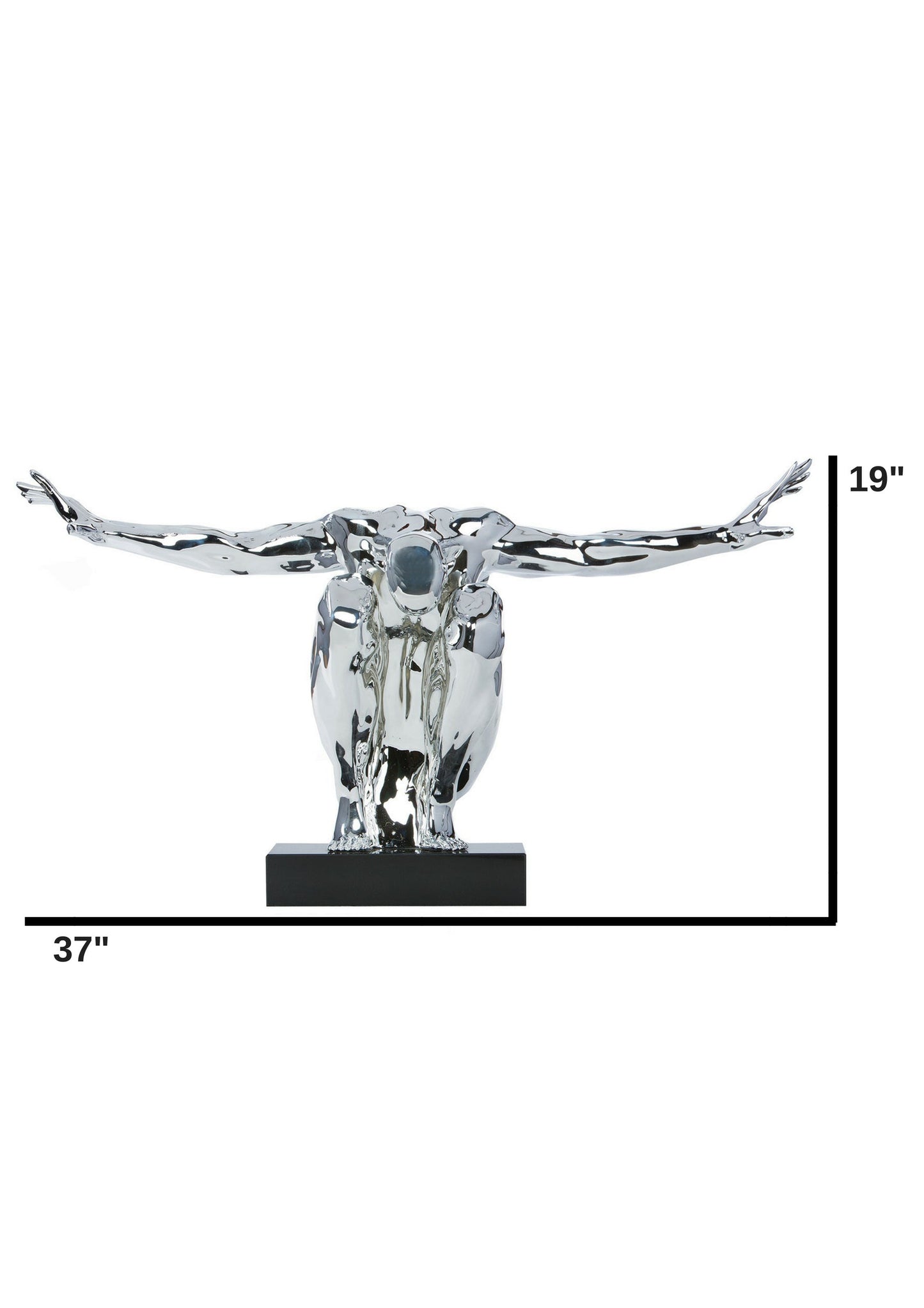 Large Saluting Man Resin Sculpture Chrome by Finesse Decor D269-C