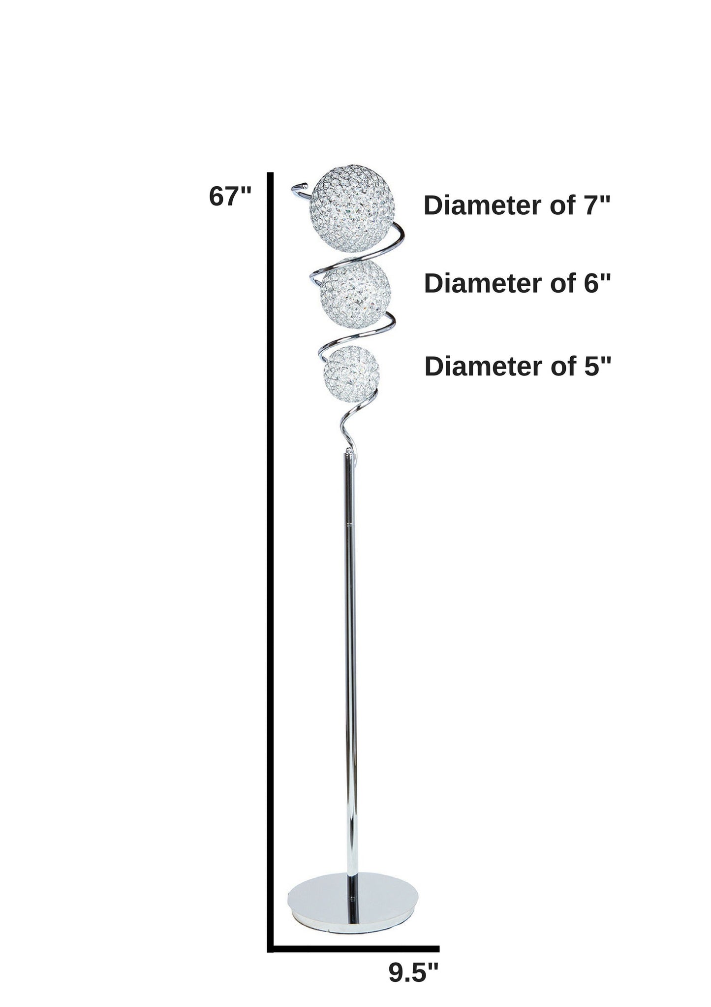 Vertical Crystal Sphere Floor Lamp 3 Light by Finesse Decor FN-1143