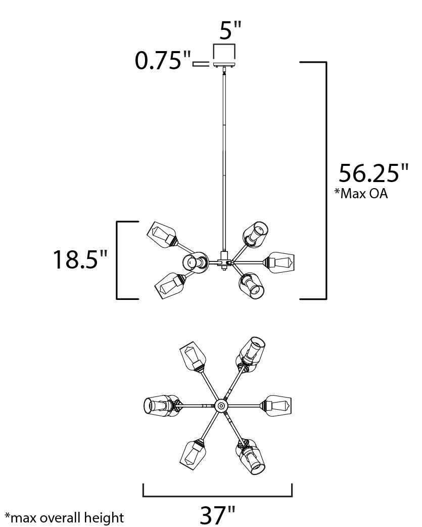 Savvy 9-Light Chandelier Antique Brass/Black by Maxim Lighting