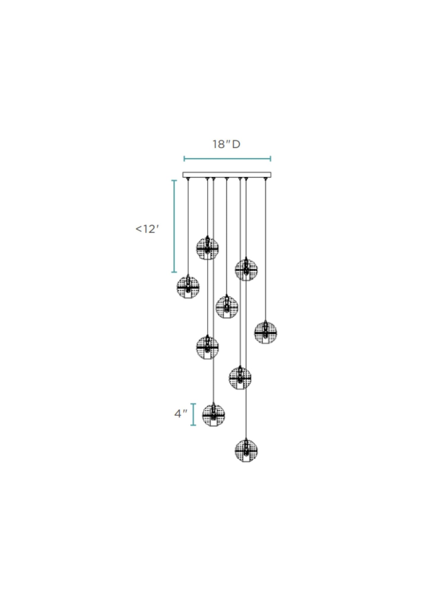 9 light Crystal Spheres Chandelier Round Chrome Canopy by Finesse Decor FL-709