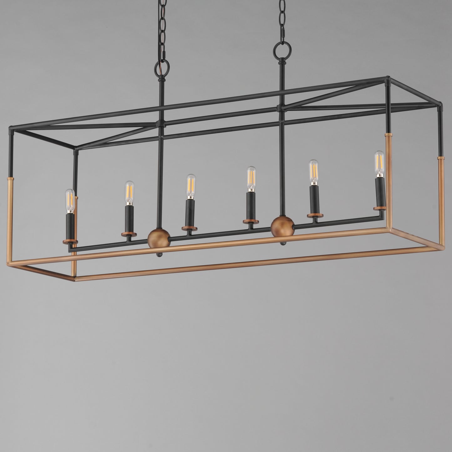 Soho 6-Light Linear Pendant Black/Weathered Brass by Maxim Lighting
