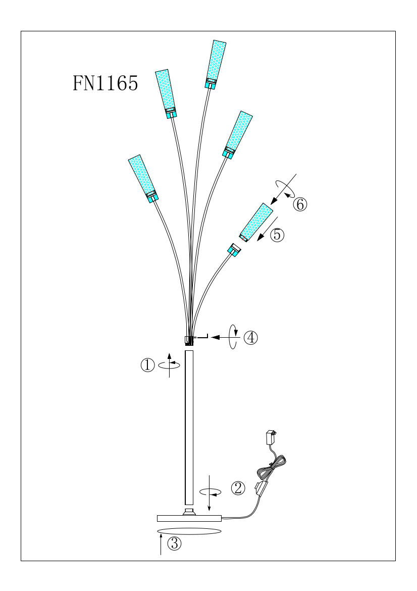 5 Acrylic Cylinders Floor Lamp Chrome by Finesse Decor FN-1165