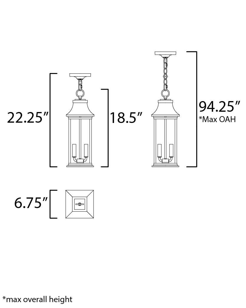 Vicksburg 2-Light Outdoor Hanging Lantern Black by Maxim Lighting