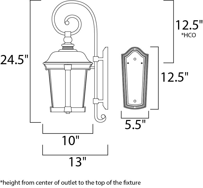 Dover Cast 3-Light Outdoor Wall Lantern Bronze by Maxim Lighting