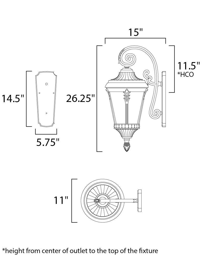 Sentry 3-Light Outdoor Wall Sconce Black by Maxim Lighting