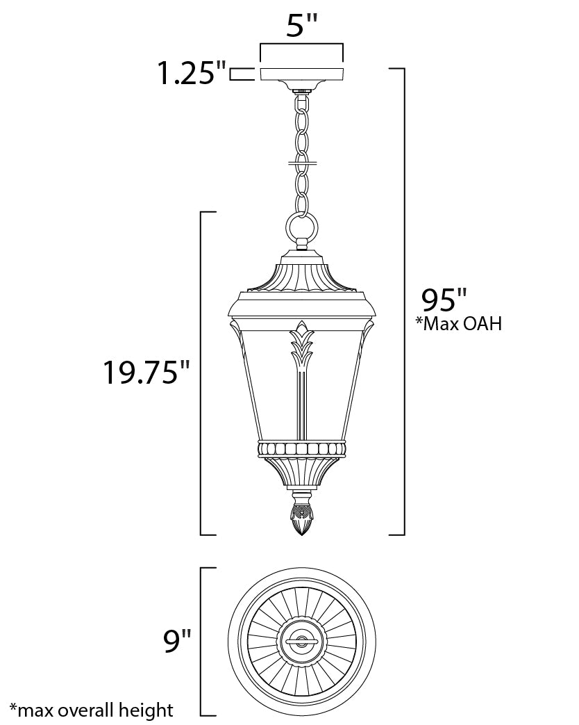 Sentry Outdoor Hanging Pendant Black by Maxim Lighting