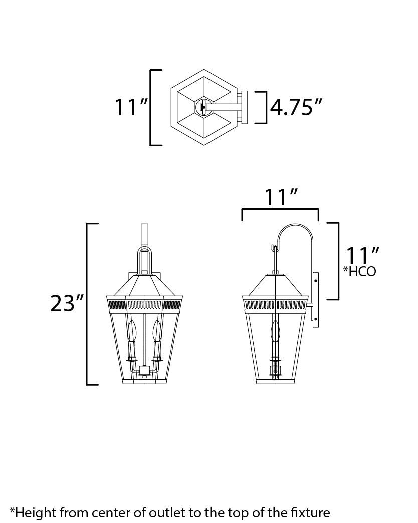 Oxford Outdoor 2-Light Wall Sconce Black by Maxim Lighting