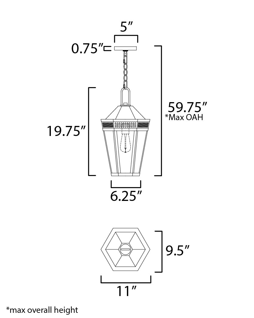 Oxford Outdoor Pendant Black by Maxim Lighting
