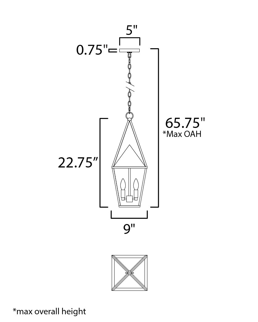 Bavaria 2-Light Large Outdoor Pendant Black by Maxim Lighting